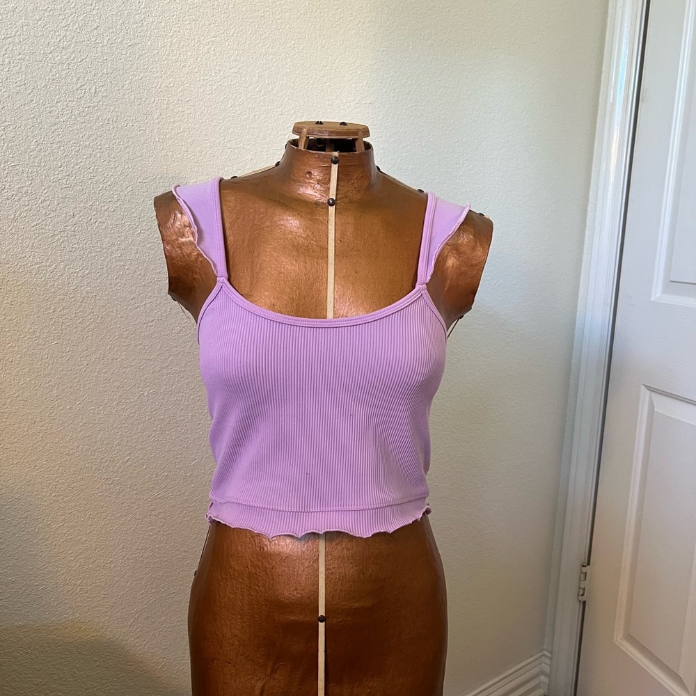 FP Movement by Free People Lilac Ribbed Crop Tank